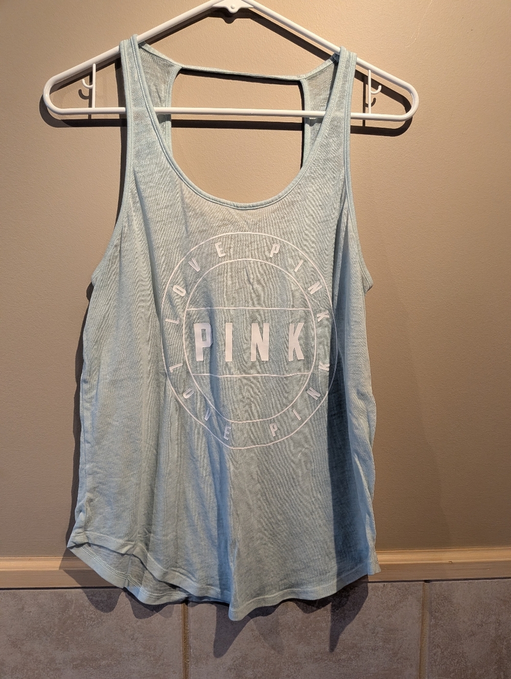 VS PINK, Super Lightweight, Pastel Teal, Open Back Tank Top, Size M